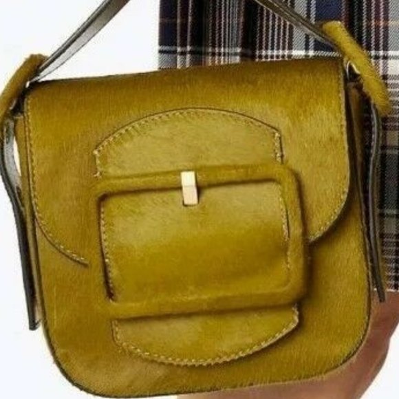 TORY BURCH SAWYER CALF HAIR SHOULDER BAG DEEP GRASSLAND - Picture 2 of 3